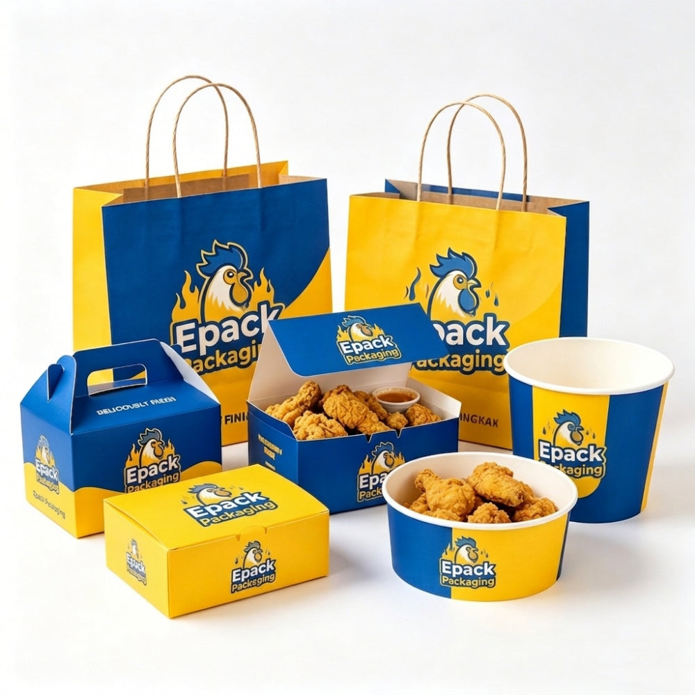 Custom Fried Chicken Restaurant Brand Kit Packaging