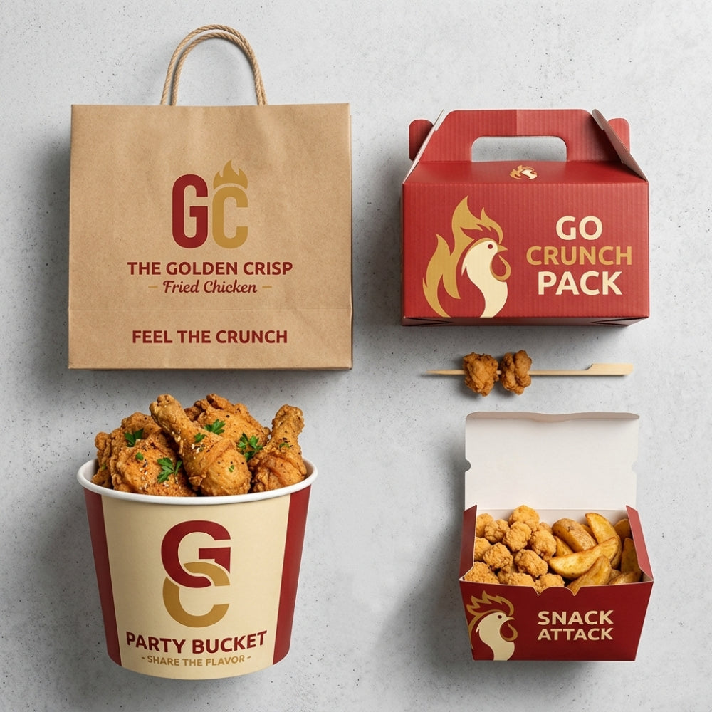 Custom Fried Chicken Restaurant Brand Kit Packaging