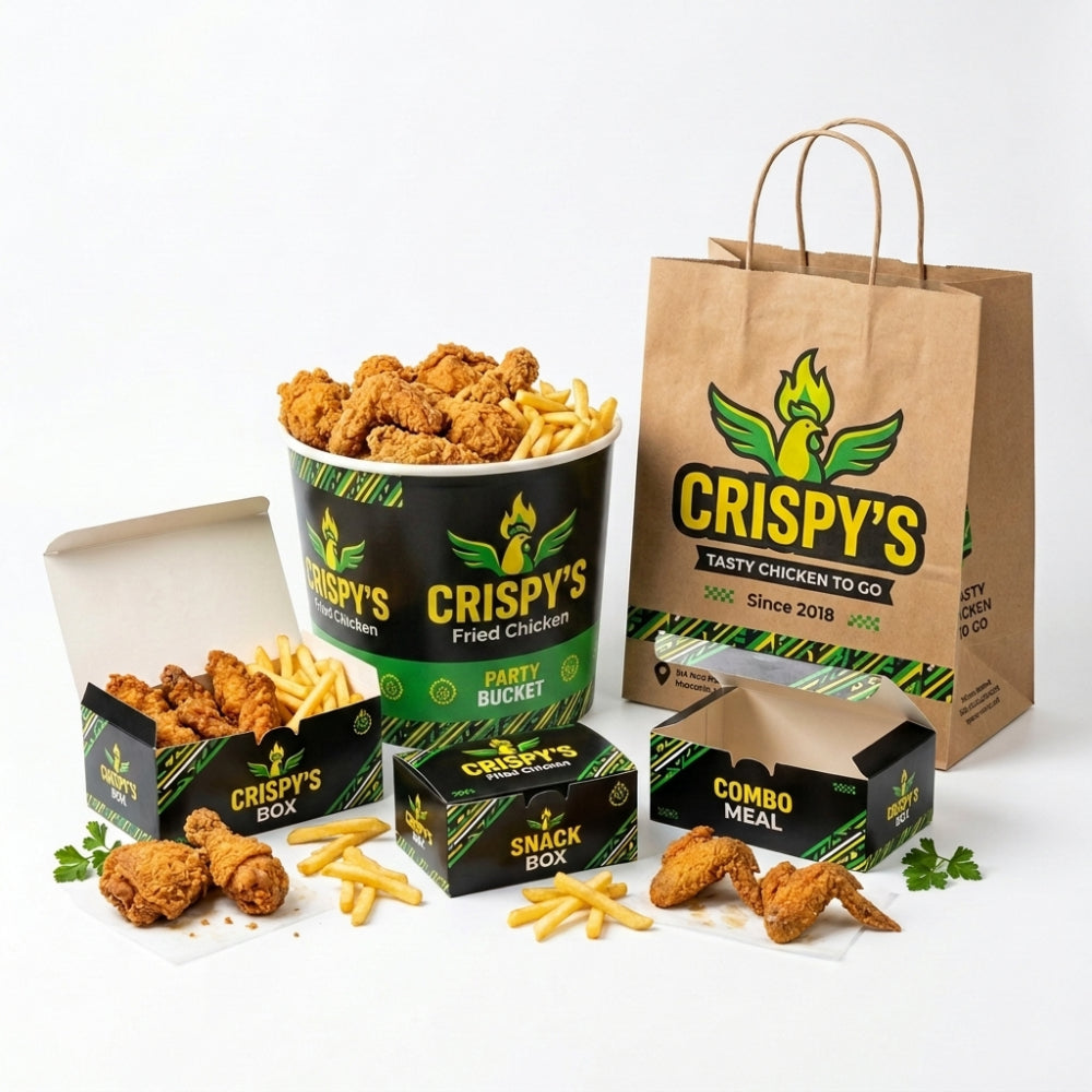Custom Fried Chicken Restaurant Brand Kit Packaging