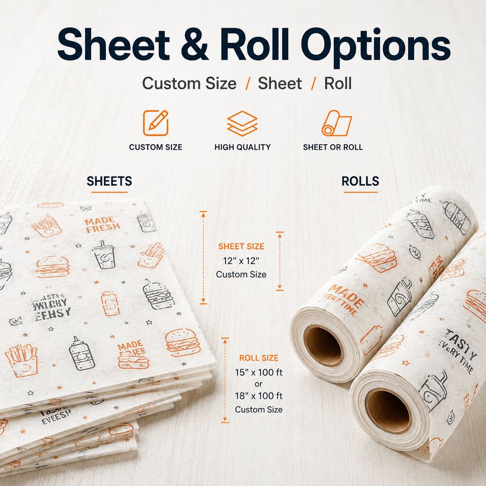 Custom Printed Greaseproof Food Wrapping Paper